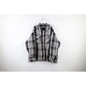 Vintage 90s Five Brother Mens 4XL Distressed Quilted Flannel Shirt Jacket Plaid